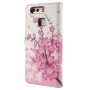 Huawei P9 vaaleanpunaiset kukat puhelinlompakko