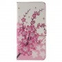 Huawei P9 vaaleanpunaiset kukat puhelinlompakko