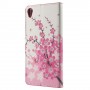 Sony Xperia E5 vaaleanpunaiset kukat puhelinlompakko