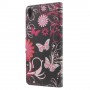 Sony Xperia E5 kukkia ja perhosia puhelinlompakko
