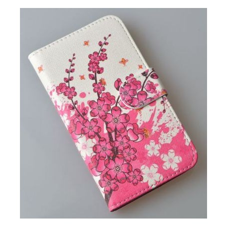 Samsung Galaxy J5 2016 vaaleanpunaiset kukat puhelinlompakko