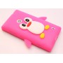 Lumia 520 hot pink pingviini silikonisuojus.