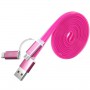 Pinkki Micro-USB ja Lightning kaapeli.