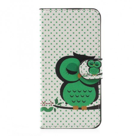 Huawei P10 Lite vihreä pöllö puhelinlompakko