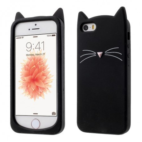 iPhone 5 musta kissa silikonikuori.