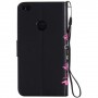 Huawei Honor 8 Lite musta kukkia ja perhosia puhelinlompakko