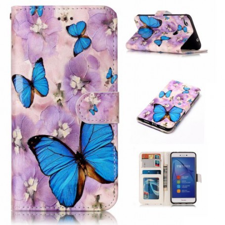 Huawei Honor 8 Lite siniset perhoset puhelinlompakko