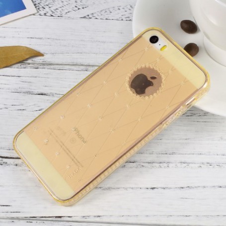 Apple iPhone SE läpikuultavat kullanväriset kuoret.