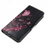 Samsung Galaxy S8 musta kukkia ja perhosia puhelinlompakko