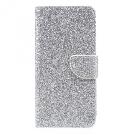 Samsung Galaxy J3 2017 hopeanvärinen glitter puhelinlompakko