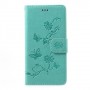 Huawei P10 vihreä kukkia ja perhosia puhelinlompakko