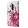 Nokia 5 vaaleanpunaiset kukat puhelinlompakko
