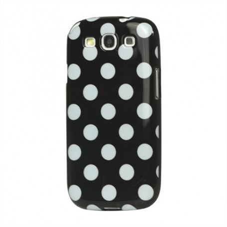 Galaxy S3 musta polka dot suojakuori.