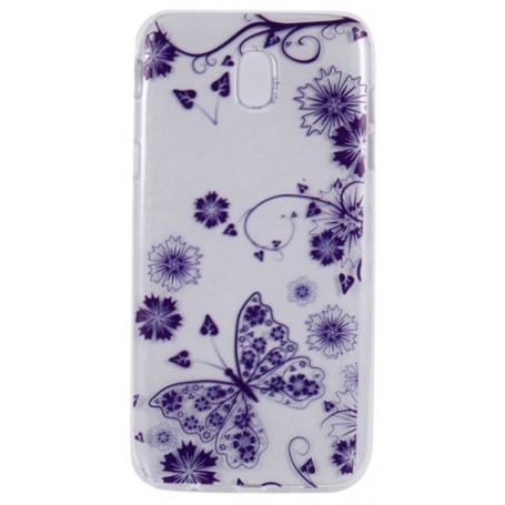 Samsung Galaxy J5 2017 violetti kukkia ja perhosia suojakuori.