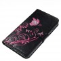 Apple iPhone 6S musta kukkia ja perhosia puhelinlompakko