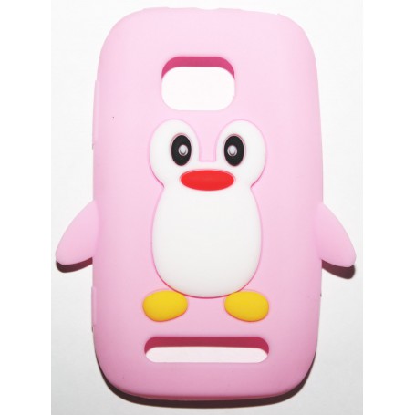 Lumia 710 vaaleanpunainen pingviini silikonisuojus.