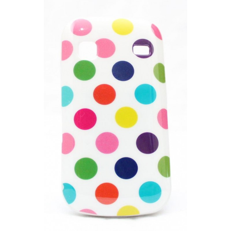 Galaxy Gio polka dot suojakuori valkoinen tausta eri värisiä täpliä. Galaxy Gio polka dot suojakuori valkoinen tausta eri värisiä täpliä.