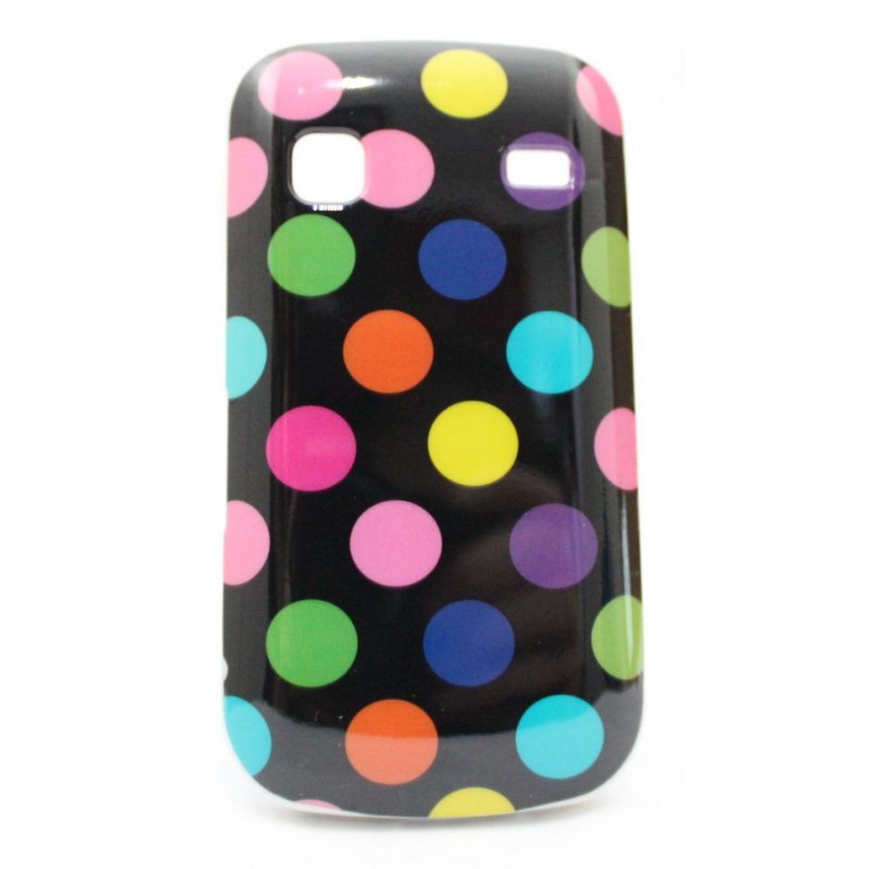 Galaxy Gio polka dot suojakuori musta tausta eri värisiä täpliä. Galaxy Gio polka dot suojakuori musta tausta eri värisiä täpliä.