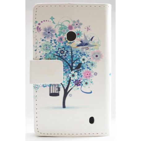 Lumia 520 sininen puu lompakkokotelo.
