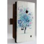 Lumia 520 sininen puu lompakkokotelo.
