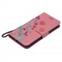 Huawei Y5 II vaaleanpunainen kukkia ja perhosia suojakotelo