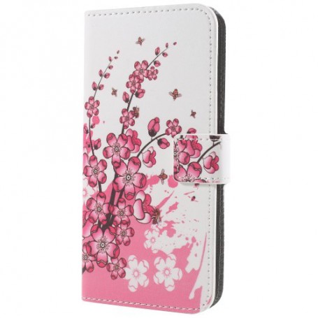 Samsung Galaxy S9 vaaleanpunainen kukkia ja perhosia suojakotelo