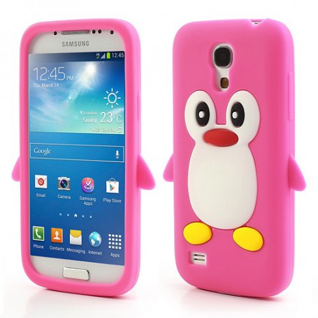 Galaxy S4 Mini hot pink pingviini silikonisuojus.