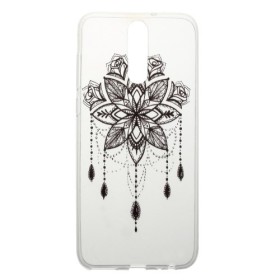 Huawei Mate 10 Lite musta kukka suojakuori.