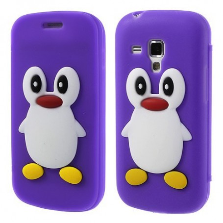 Galaxy Trend violetti kannellinen pingviini silikonisuojus.