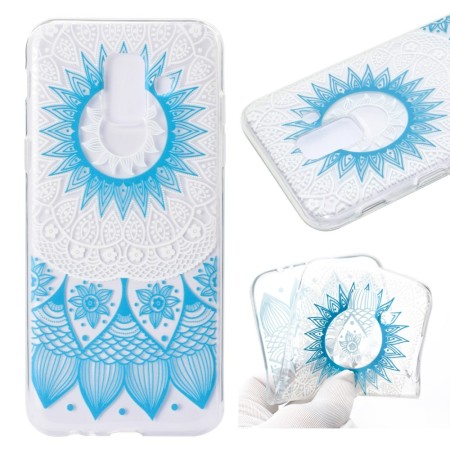 Samsung Galaxy A6 2018 läpinäkyvä sininen kukka suojakuori. – suojaa ja tyyliä samassa kuoressa