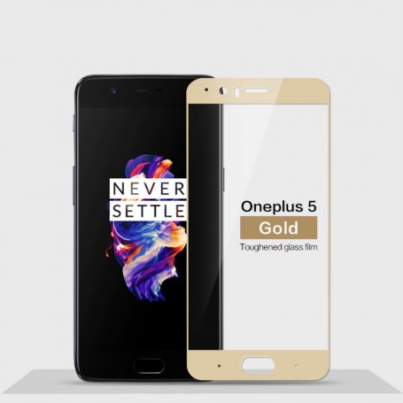 OnePlus 5 kirkas kultareunuksinen panssarilasi.