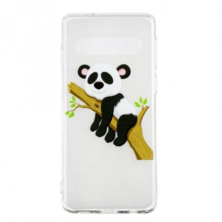 Samsung Galaxy S10 läpinäkyvä nukkuva panda suojakuori.