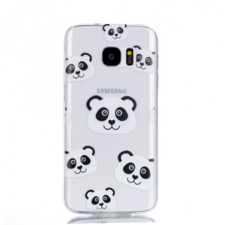 Samsung Galaxy S7 läpinäkyvä pandat suojakuori.