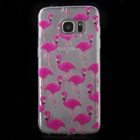 Samsung Galaxy s7 edge läpinäkyvä flamingot suojakuori.
