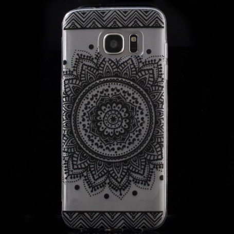 Samsung Galaxy s7 edge läpinäkyvä mandala suojakuori.