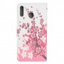 Samsung Galaxy A40 vaaleanpunaiset kukat suojakotelo
