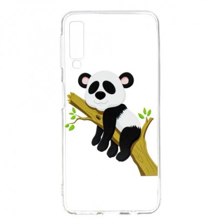 Samsung Galaxy A7 2018 läpinäkyvä panda suojakuori.