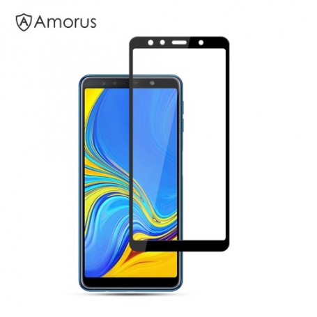 Samsung Galaxy A7 2018 mustareunuksinen panssarilasi.