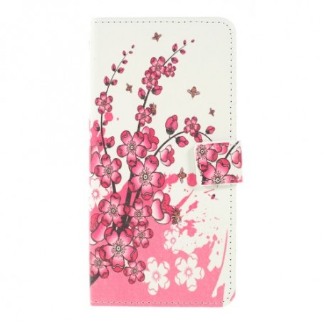 Samsung Galaxy A10 vaaleanpunaiset kukat suojakotelo