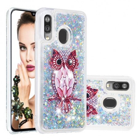 Samsung Galaxy A40 glitter hile pöllö suojakuori