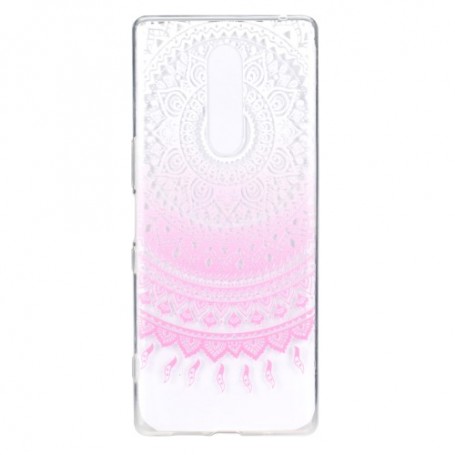 OnePlus 7 Pro läpinäkyvä vaaleanpunainen mandala suojakuori