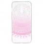 OnePlus 7 läpinäkyvä vaaleanpunainen mandala suojakuori.