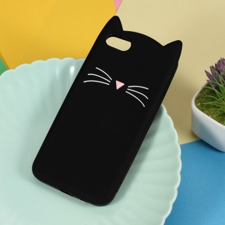 Huawei Y5 2018 musta kissa silikonikuori.