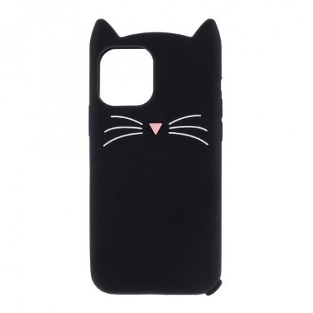 iPhone 11 musta kissa silikonikuori.