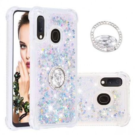 Samsung Galaxy A20e hopea glitter hile sormuspidike suojakuori