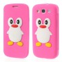 Galaxy S3 hot pink kannellinen pingviini silikonisuojus.