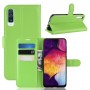 Samsung Galaxy A50 vihreä suojakotelo – kannellinen puhelinlompakko tuotekuvassa