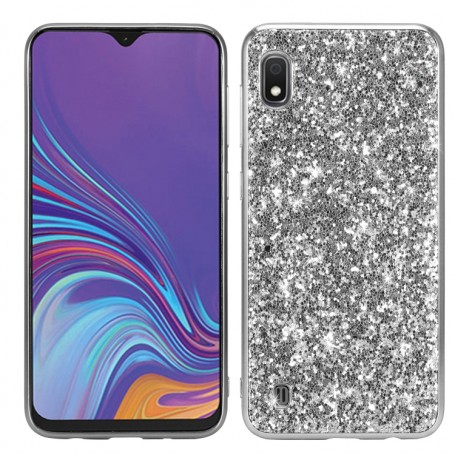 Samsung Galaxy A10 hopea glitter suojakuori.
