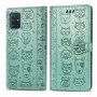 Samsung Galaxy A51 mintunvihreä kissa ja koira suojakotelo