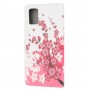 Samsung Galaxy A41 vaaleanpunaiset kukat suojakotelo